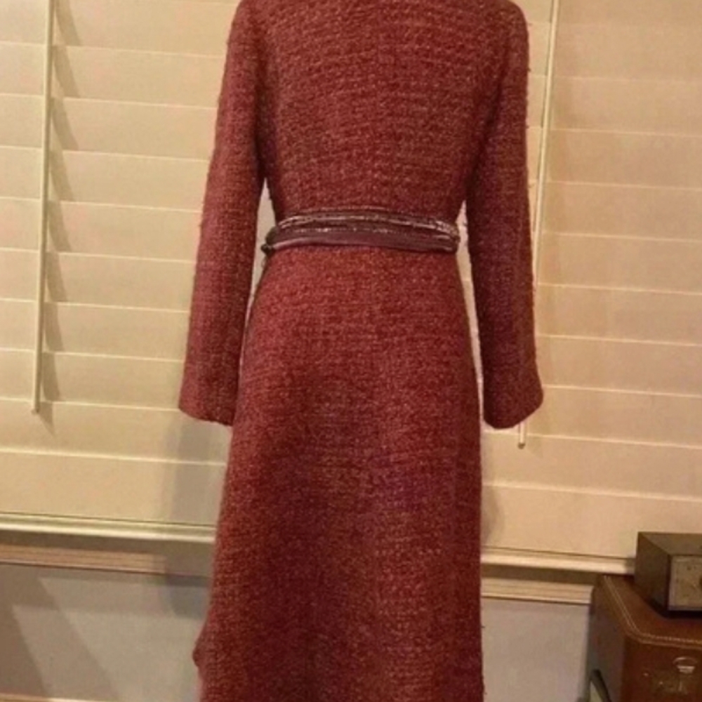 Rare Anthropologie Elevenses Belted Purple/Red Tweed Coat - Picture 2 of 4